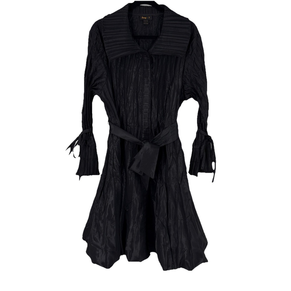 Vintage Jerry‎ T Womens Lightweight Jacket Large Black Crinkle Fairy Grunge